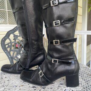 Black Buckle Block Heel Boot size 7.5